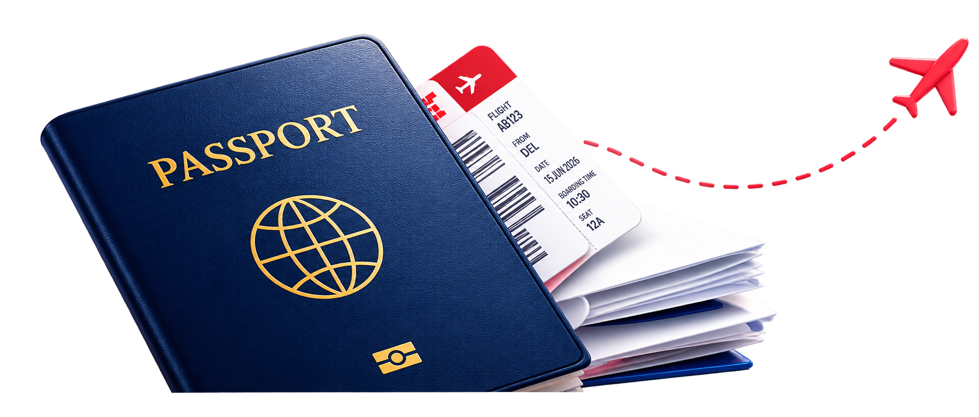 Passport and visa documents illustration